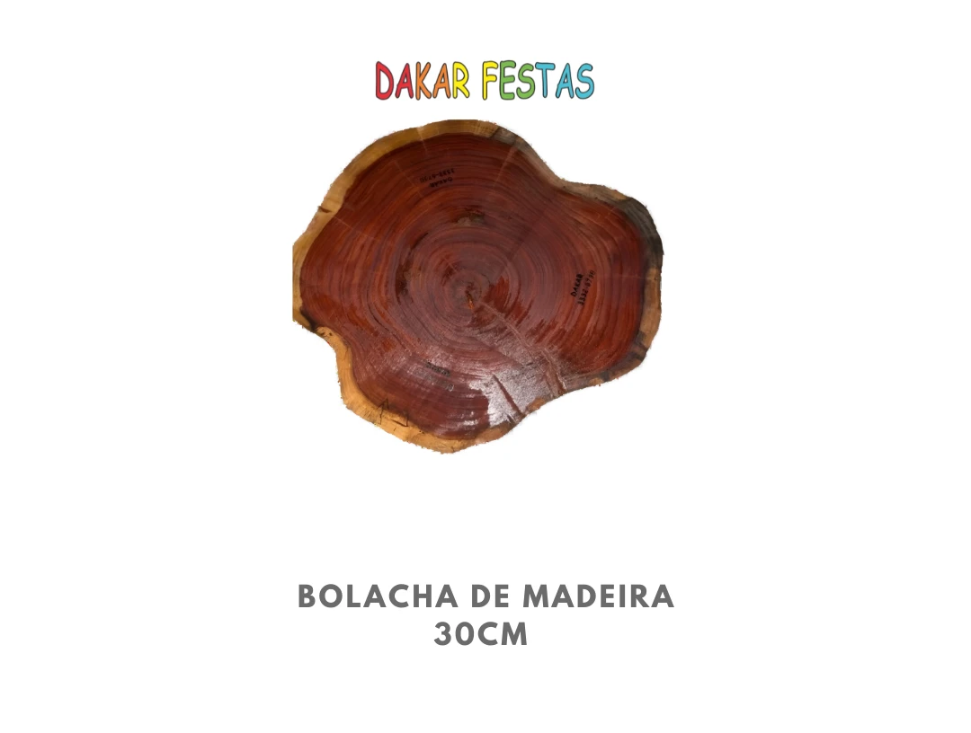 Bolacha de Madeira 30cm alugar belo horizonte dakar festas