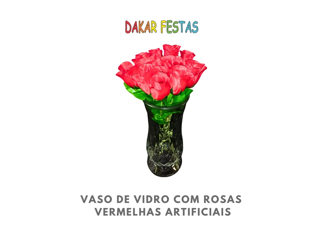 vaso de vidro com rosas vermelhas artificiais alugar belo horizonte dakar festas